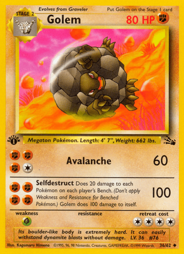 Golem (36/62) [Fossil 1st Edition] Pokemon Single Pokémon  | Multizone: Comics And Games