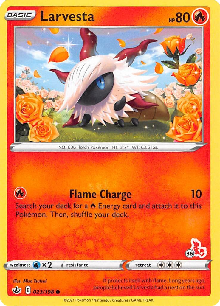Larvesta (23/198) (Cinderace Stamp #36) [Battle Academy 2022] Pokemon Single Pokémon  | Multizone: Comics And Games