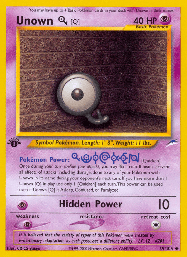 Unown [Q] (59/105) [Neo Destiny 1st Edition] Pokemon Single Pokémon  | Multizone: Comics And Games