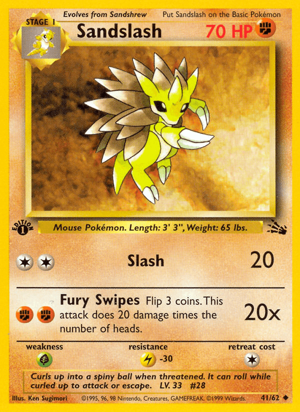 Sandslash (41/62) [Fossil 1st Edition] Pokemon Single Pokémon  | Multizone: Comics And Games