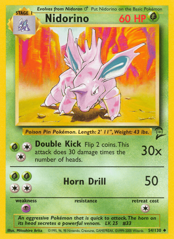 Nidorino (54/130) [Base Set 2] Pokemon Single Pokémon  | Multizone: Comics And Games