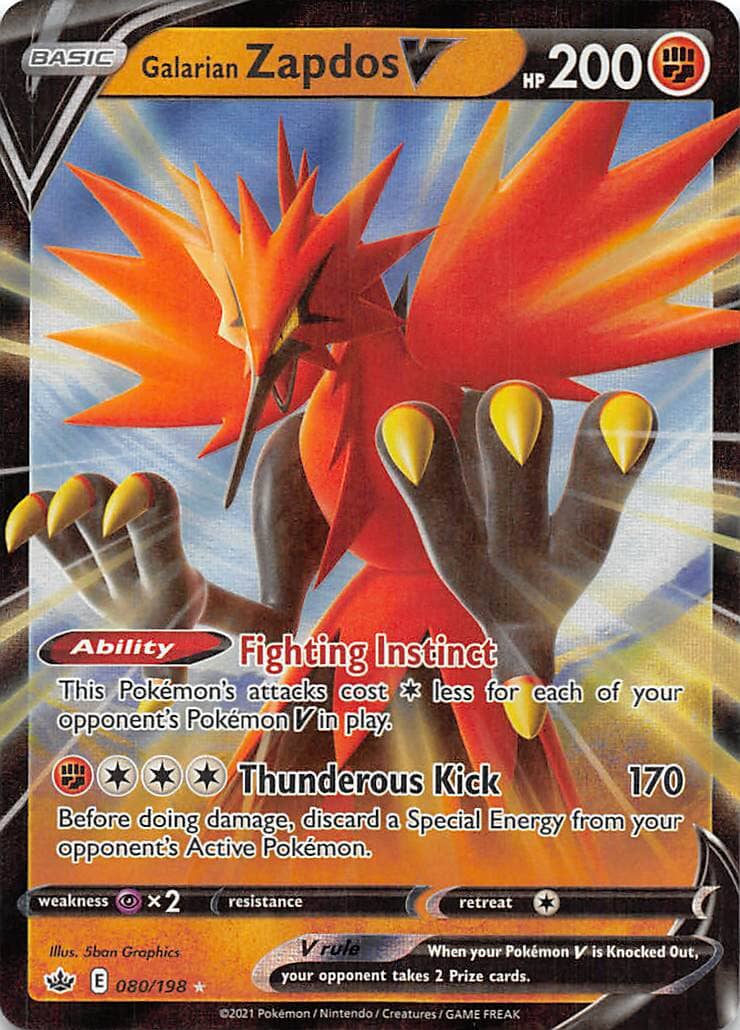 Galarian Zapdos V (080/198) [Sword & Shield: Chilling Reign] Pokemon Single Pokémon  | Multizone: Comics And Games