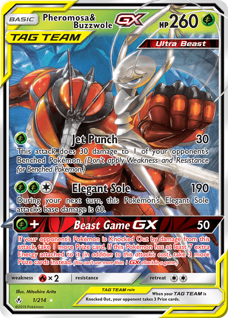 Pheromosa & Buzzwole GX (1/214) [Sun & Moon: Unbroken Bonds] Pokemon Single Pokémon  | Multizone: Comics And Games