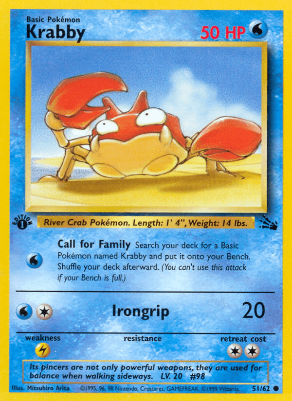 Krabby (51/62) [Fossil 1st Edition] Pokemon Single Pokémon  | Multizone: Comics And Games