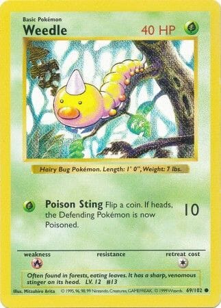 Weedle (69/102) [Base Set Shadowless Unlimited] Pokemon Single Pokémon  | Multizone: Comics And Games
