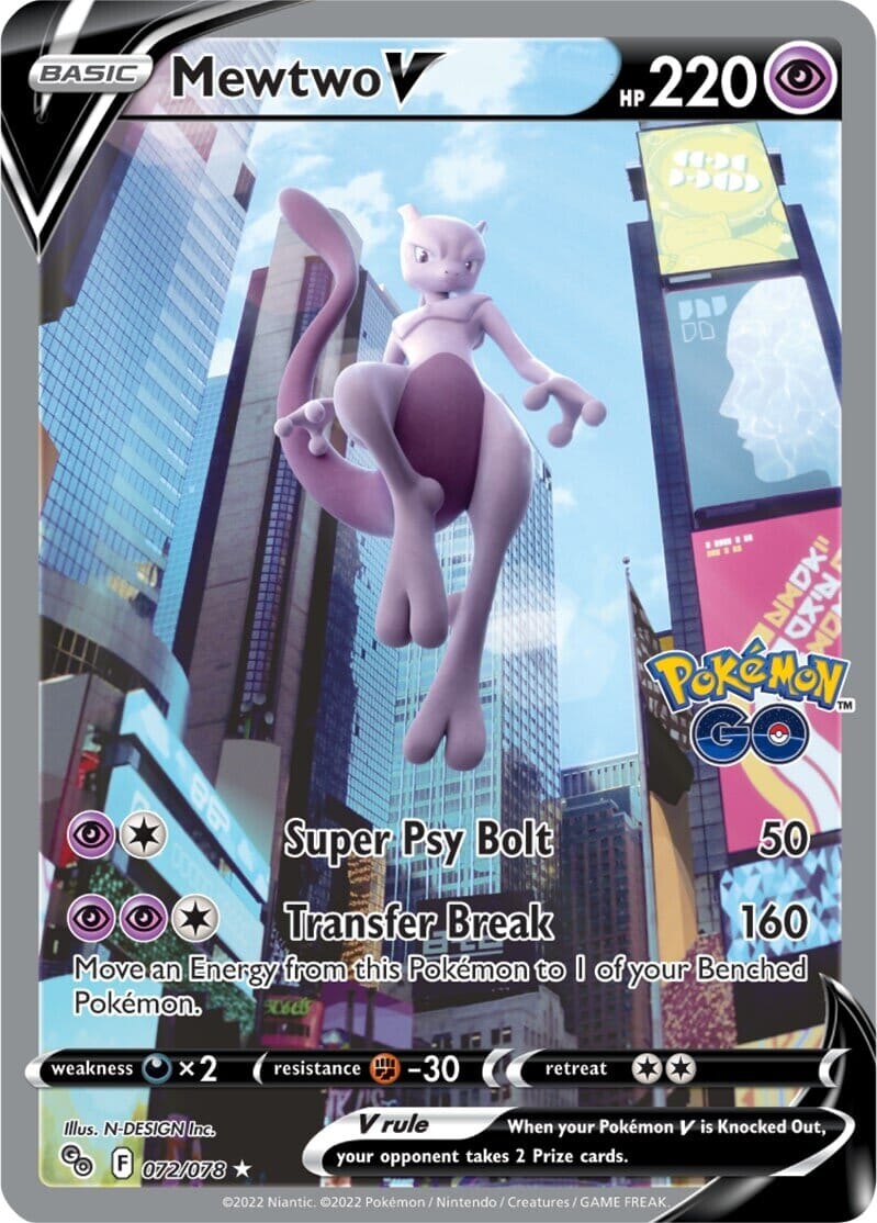 Mewtwo V (072/078) [Pokémon GO] Pokemon Single Pokémon  | Multizone: Comics And Games