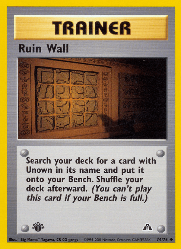 Ruin Wall (74/75) [Neo Discovery 1st Edition] Pokemon Single Pokémon  | Multizone: Comics And Games
