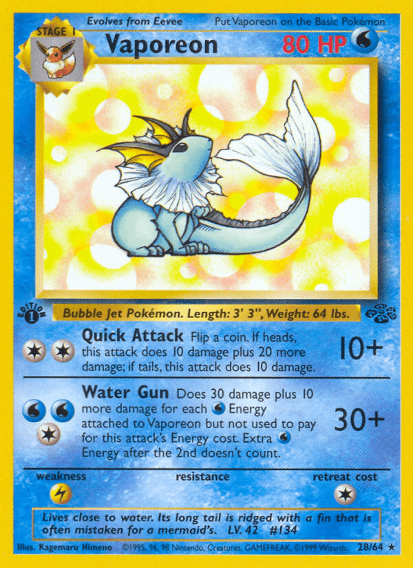 Vaporeon (28/64) [Jungle 1st Edition] Pokemon Single Pokémon  | Multizone: Comics And Games