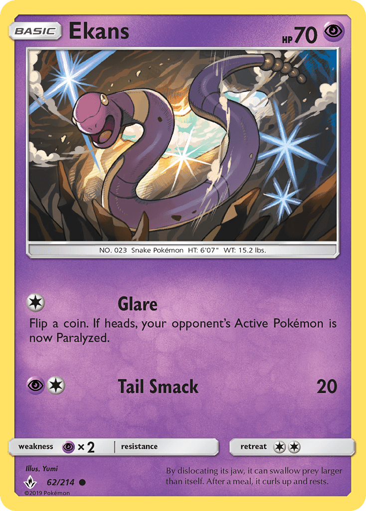 Ekans (62/214) [Sun & Moon: Unbroken Bonds] Pokemon Single Pokémon  | Multizone: Comics And Games