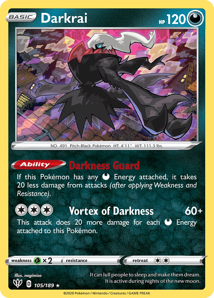 Darkrai (105/189) [Sword & Shield: Darkness Ablaze] Pokemon Single Pokémon  | Multizone: Comics And Games