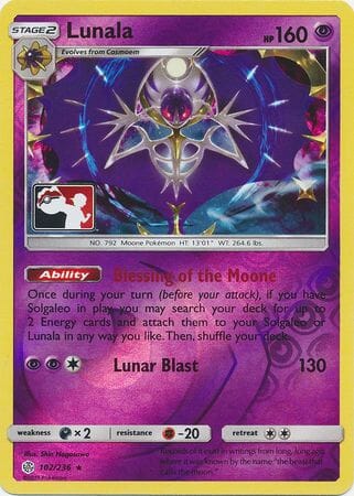 Lunala (102/236) (Pokemon Club Special Print) [Sun & Moon: Cosmic Eclipse] Pokemon Single Pokémon  | Multizone: Comics And Games