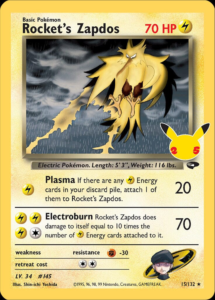 Rocket's Zapdos (15/132) [Celebrations: 25th Anniversary - Classic Collection] Pokemon Single Pokémon  | Multizone: Comics And Games