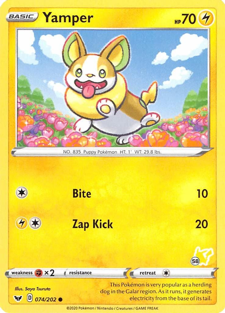 Yamper (074/202) (Pikachu Stamp #58) [Battle Academy 2022] Pokemon Single Pokémon  | Multizone: Comics And Games