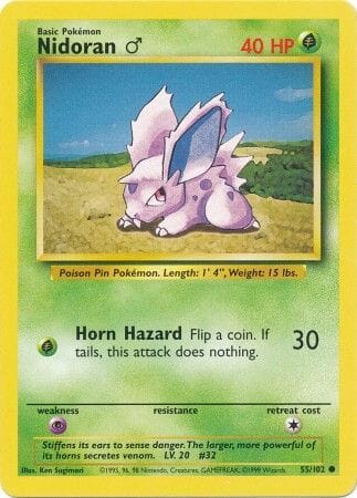 Nidoran (55/102) (Male) [Base Set Unlimited] Pokemon Single Pokémon  | Multizone: Comics And Games