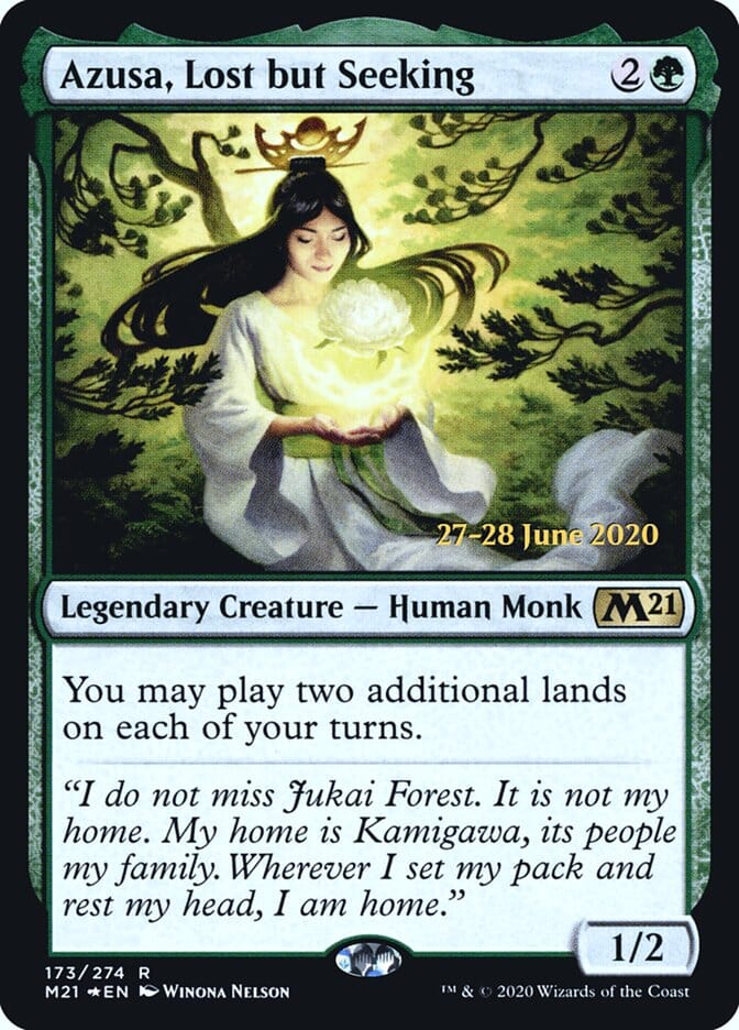 Azusa, Lost but Seeking [Core Set 2021 Prerelease Promos] MTG Single Magic: The Gathering  | Multizone: Comics And Games
