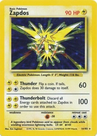 Zapdos (16/102) [Base Set Unlimited] Pokemon Single Pokémon  | Multizone: Comics And Games