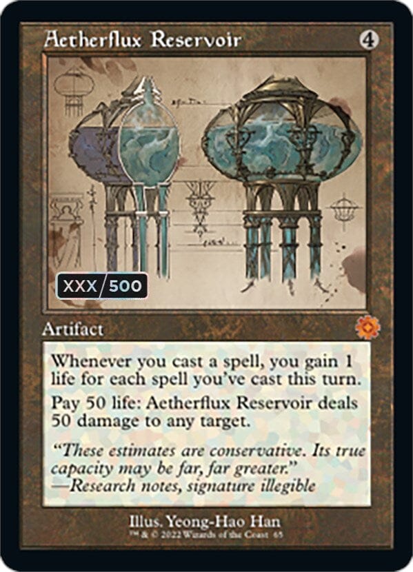 Aetherflux Reservoir (Retro Schematic) (Serial Numbered) [The Brothers' War Retro Artifacts] MTG Single Magic: The Gathering  | Multizone: Comics And Games