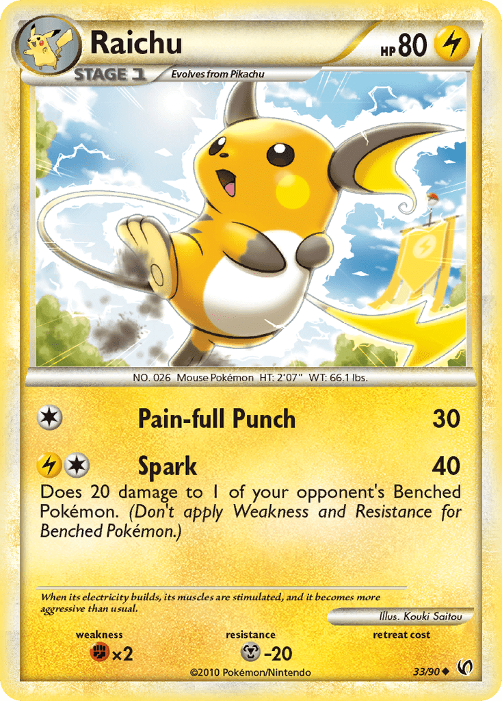 Raichu (33/90) [HeartGold & SoulSilver: Undaunted] Pokemon Single Pokémon  | Multizone: Comics And Games