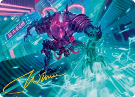 Surgehacker Mech Art Card (Gold-Stamped Signature) [Kamigawa: Neon Dynasty Art Series] MTG Single Magic: The Gathering  | Multizone: Comics And Games