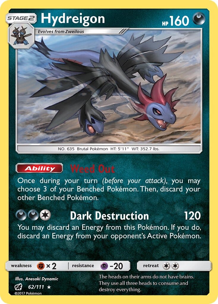 Hydreigon (62/111) (Cracked Ice Holo) (Theme Deck Exclusive) [Sun & Moon: Crimson Invasion] Pokemon Single Pokémon  | Multizone: Comics And Games