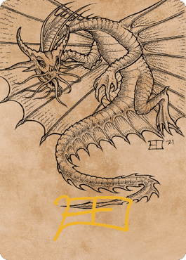 Ancient Gold Dragon Art Card (44) (Gold-Stamped Signature) [Commander Legends: Battle for Baldur's Gate Art Series] MTG Single Magic: The Gathering  | Multizone: Comics And Games