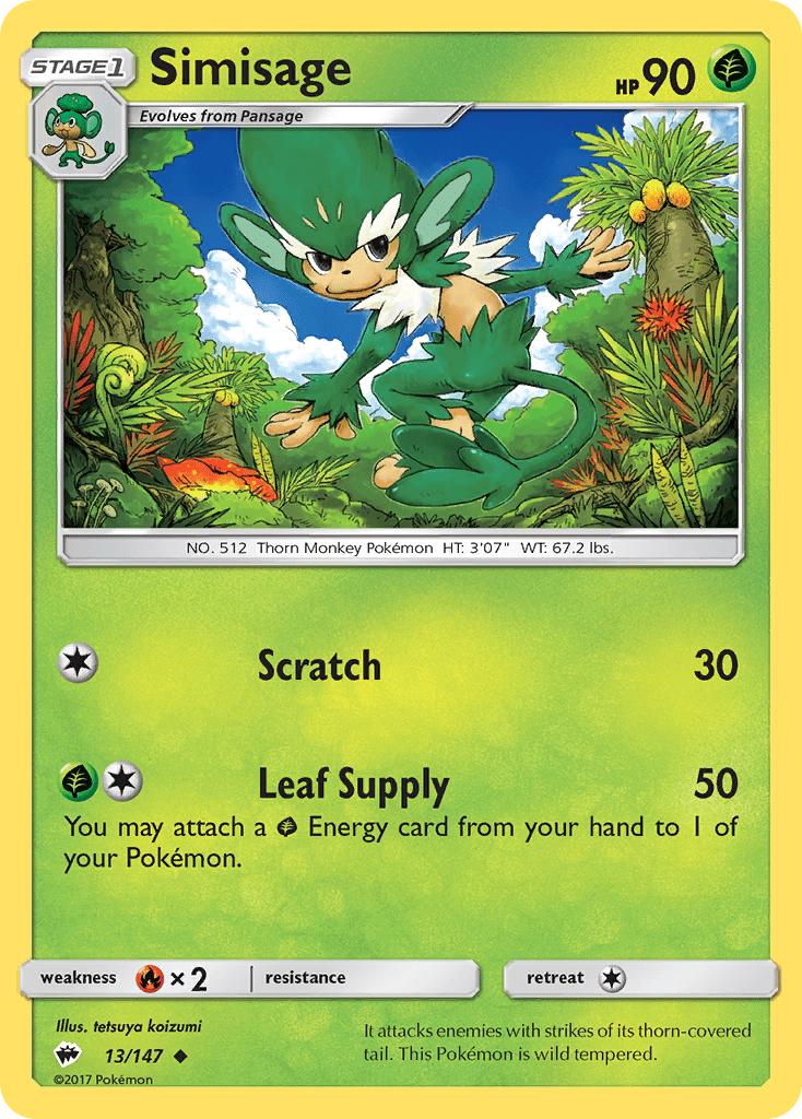 Simisage (13/147) [Sun & Moon: Burning Shadows] Pokemon Single Pokémon  | Multizone: Comics And Games