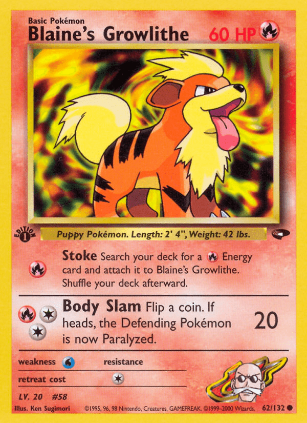 Blaine's Growlithe (62/132) [Gym Challenge 1st Edition] Pokemon Single Pokémon  | Multizone: Comics And Games