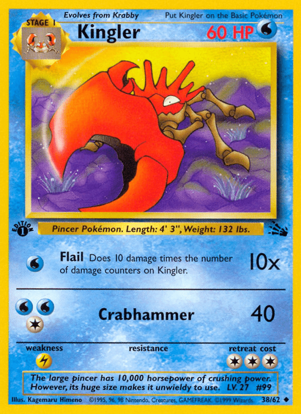 Kingler (38/62) [Fossil 1st Edition] Pokemon Single Pokémon  | Multizone: Comics And Games