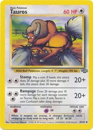 Tauros (47/64) [Jungle Unlimited] Pokemon Single Pokémon  | Multizone: Comics And Games