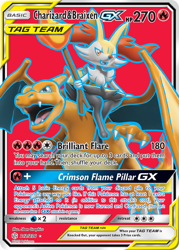Charizard & Braixen GX (212/236) [Sun & Moon: Cosmic Eclipse] Pokemon Single Pokémon  | Multizone: Comics And Games