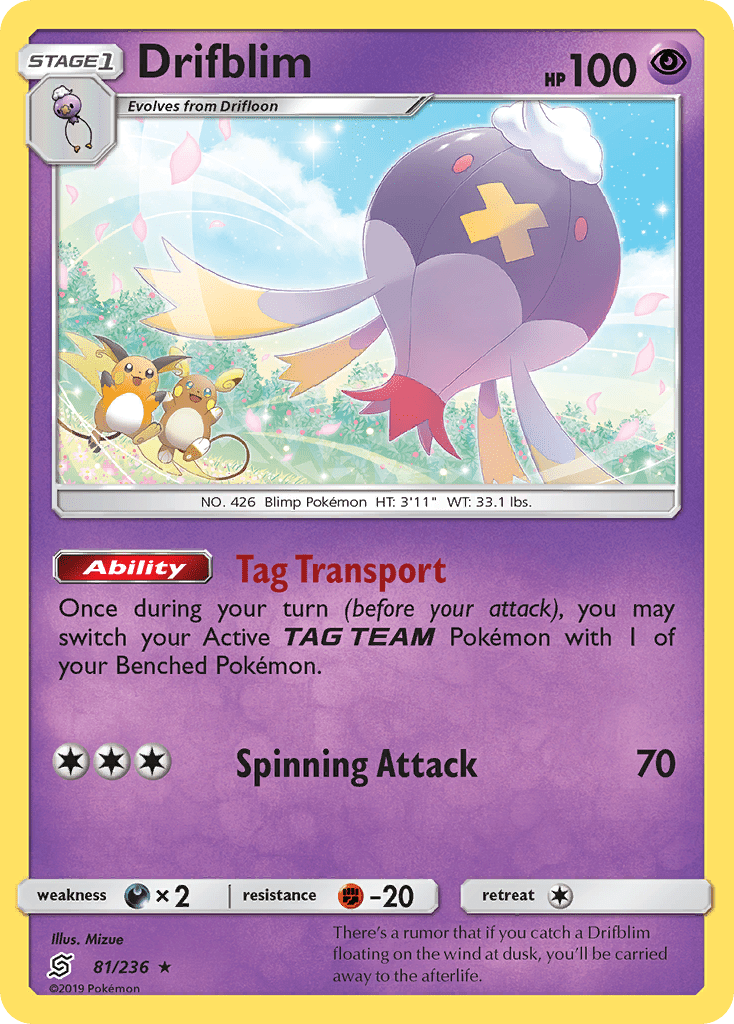 Drifblim (81/236) [Sun & Moon: Unified Minds] Pokemon Single Pokémon  | Multizone: Comics And Games