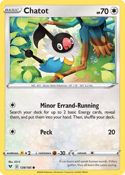Chatot (139/185) [Sword & Shield: Vivid Voltage] Pokemon Single Pokémon  | Multizone: Comics And Games