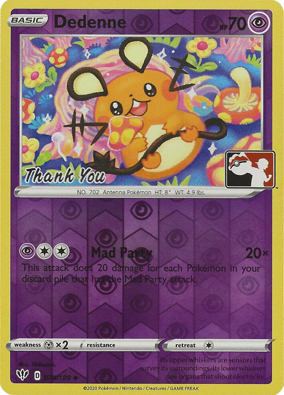Dedenne (078/189) (Thank You Promo) [Sword & Shield: Darkness Ablaze] Pokemon Single Pokémon  | Multizone: Comics And Games