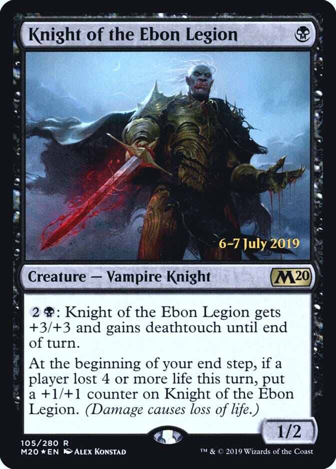 Knight of the Ebon Legion [Core Set 2020 Prerelease Promos] MTG Single Magic: The Gathering  | Multizone: Comics And Games