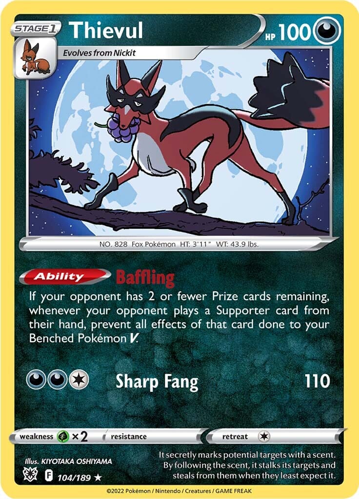 Thievul (104/189) [Sword & Shield: Astral Radiance] Pokemon Single Pokémon  | Multizone: Comics And Games