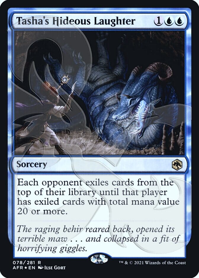 Tasha's Hideous Laughter (Ampersand Promo) [Dungeons & Dragons: Adventures in the Forgotten Realms Promos] MTG Single Magic: The Gathering  | Multizone: Comics And Games