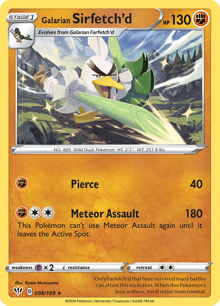 Galarian Sirfetch'd (098/189) [Sword & Shield: Darkness Ablaze] Pokemon Single Pokémon  | Multizone: Comics And Games