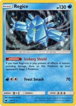 Regice (28/111) (Cosmos Holo) [Sun & Moon: Crimson Invasion] Pokemon Single Pokémon  | Multizone: Comics And Games