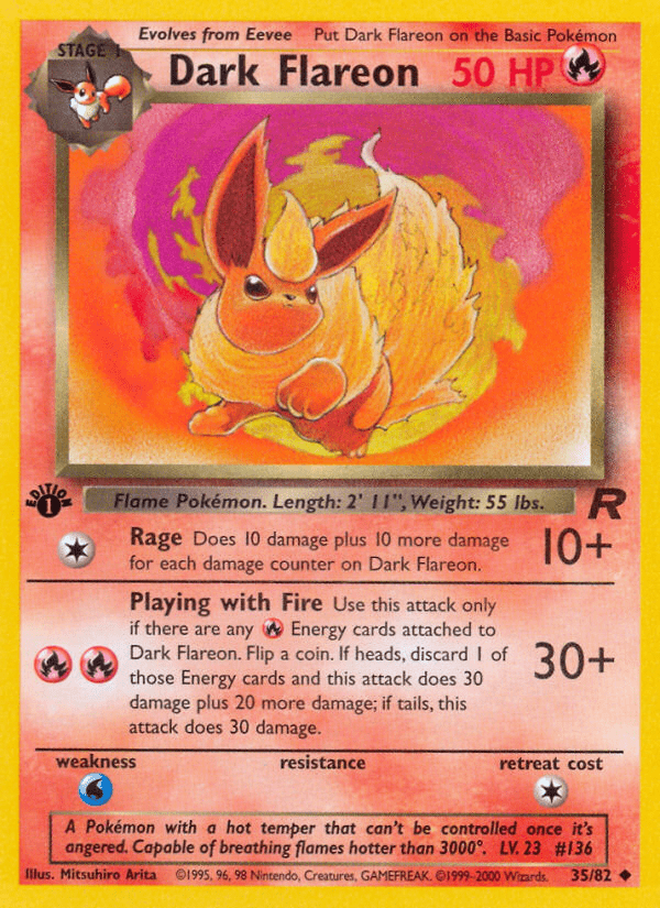 Dark Flareon (35/82) [Team Rocket 1st Edition] Pokemon Single Pokémon  | Multizone: Comics And Games