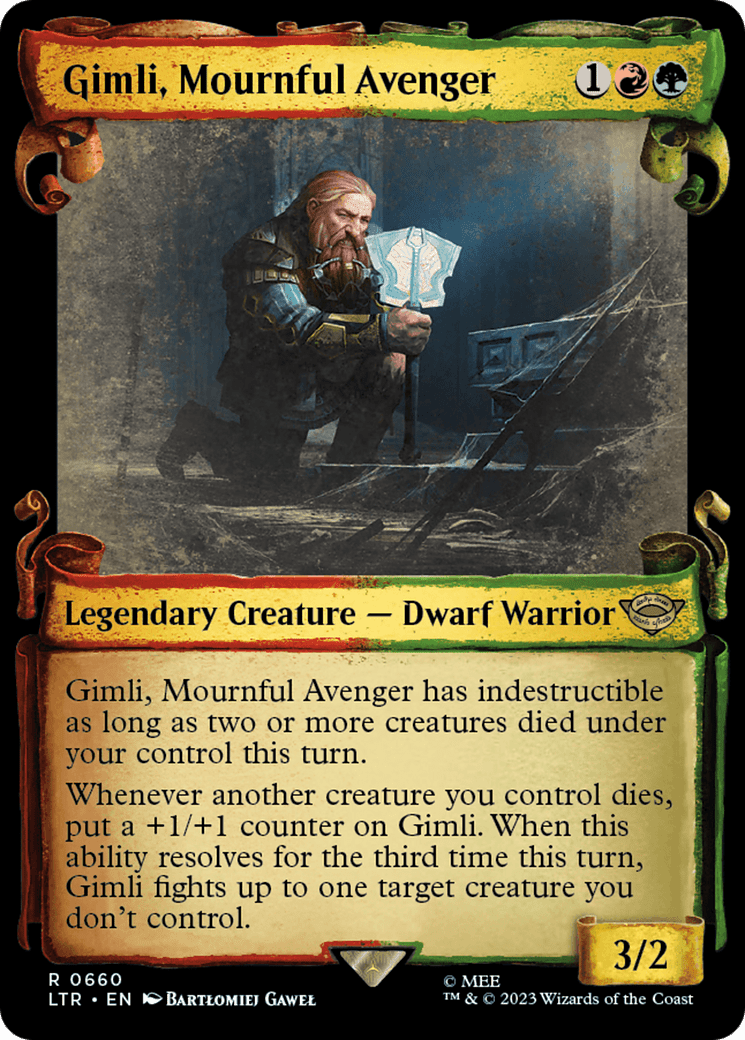 Gimli, Mournful Avenger [The Lord of the Rings: Tales of Middle-Earth Showcase Scrolls] MTG Single Magic: The Gathering  | Multizone: Comics And Games