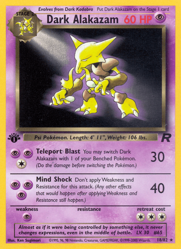 Dark Alakazam (18/82) [Team Rocket 1st Edition] Pokemon Single Pokémon  | Multizone: Comics And Games