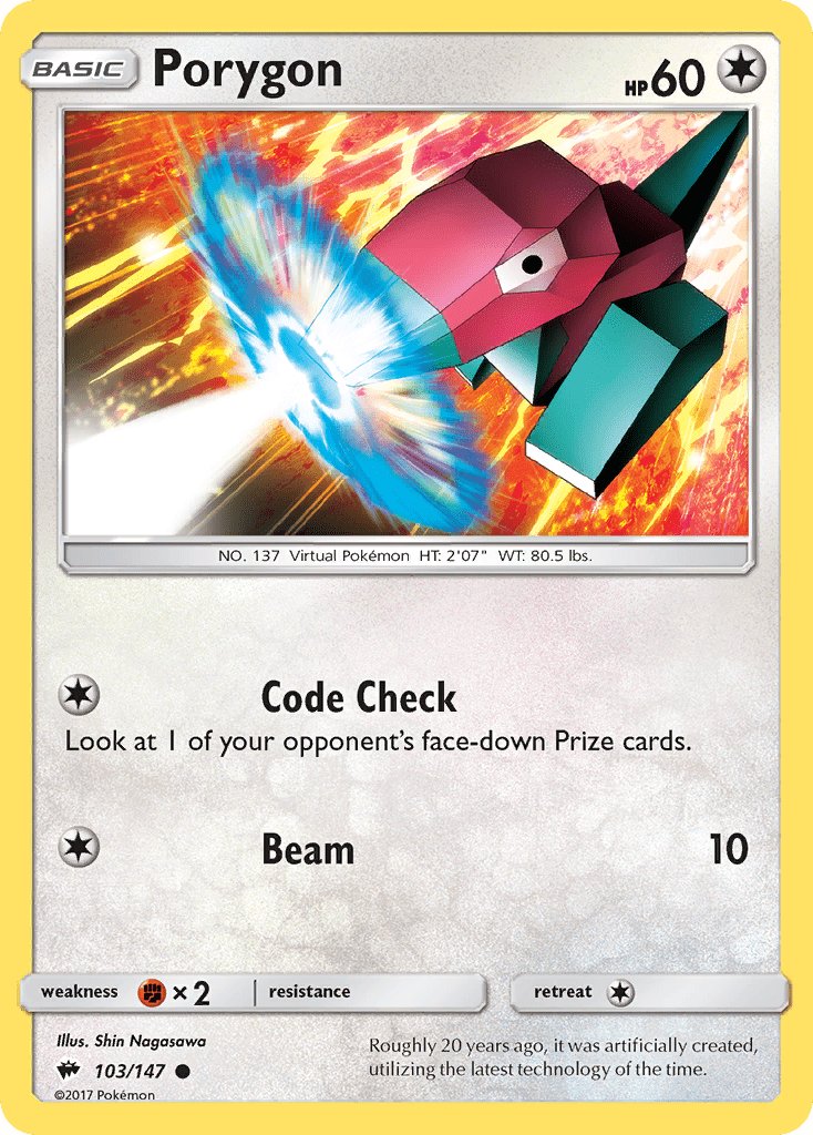 Porygon (103/147) [Sun & Moon: Burning Shadows] Pokemon Single Pokémon  | Multizone: Comics And Games