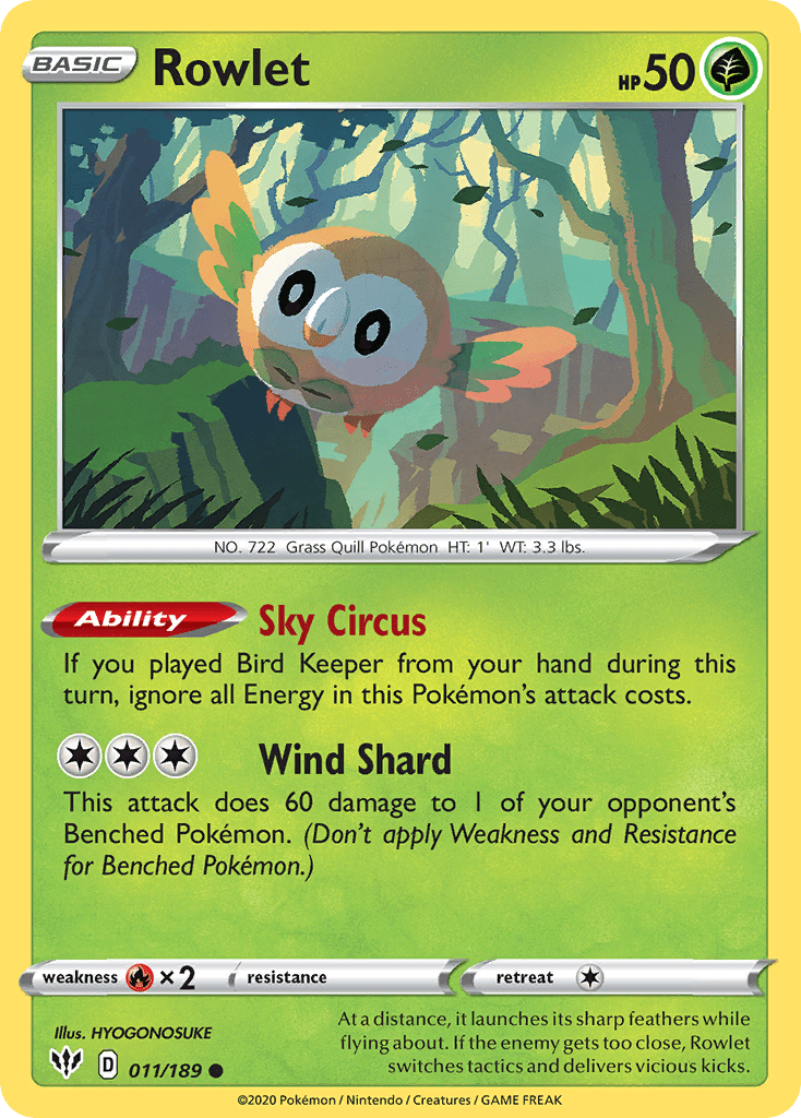 Rowlet (011/189) [Sword & Shield: Darkness Ablaze] Pokemon Single Pokémon  | Multizone: Comics And Games