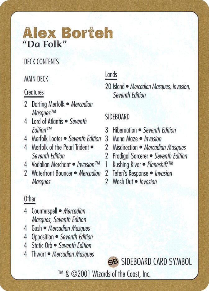 Alex Borteh Decklist [World Championship Decks 2001] MTG Single Magic: The Gathering  | Multizone: Comics And Games