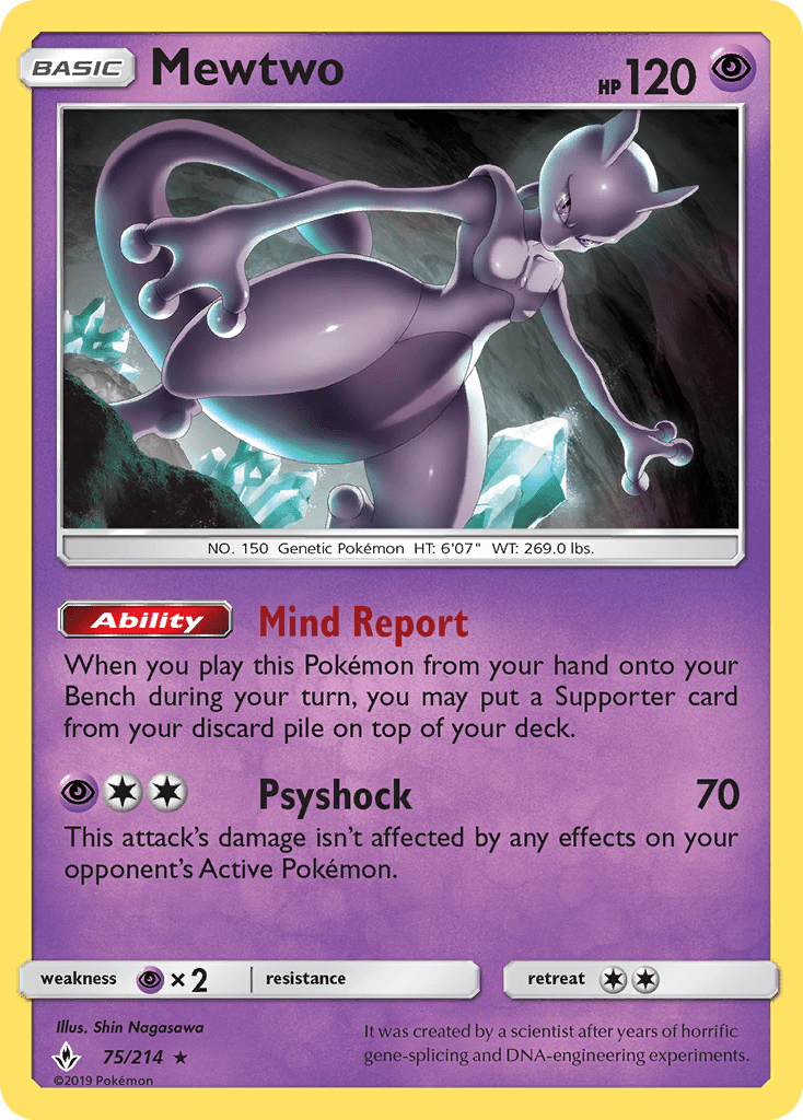 Mewtwo (75/214) [Sun & Moon: Unbroken Bonds] Pokemon Single Pokémon  | Multizone: Comics And Games
