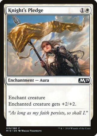 Knight's Pledge [Core Set 2019] MTG Single Magic: The Gathering  | Multizone: Comics And Games