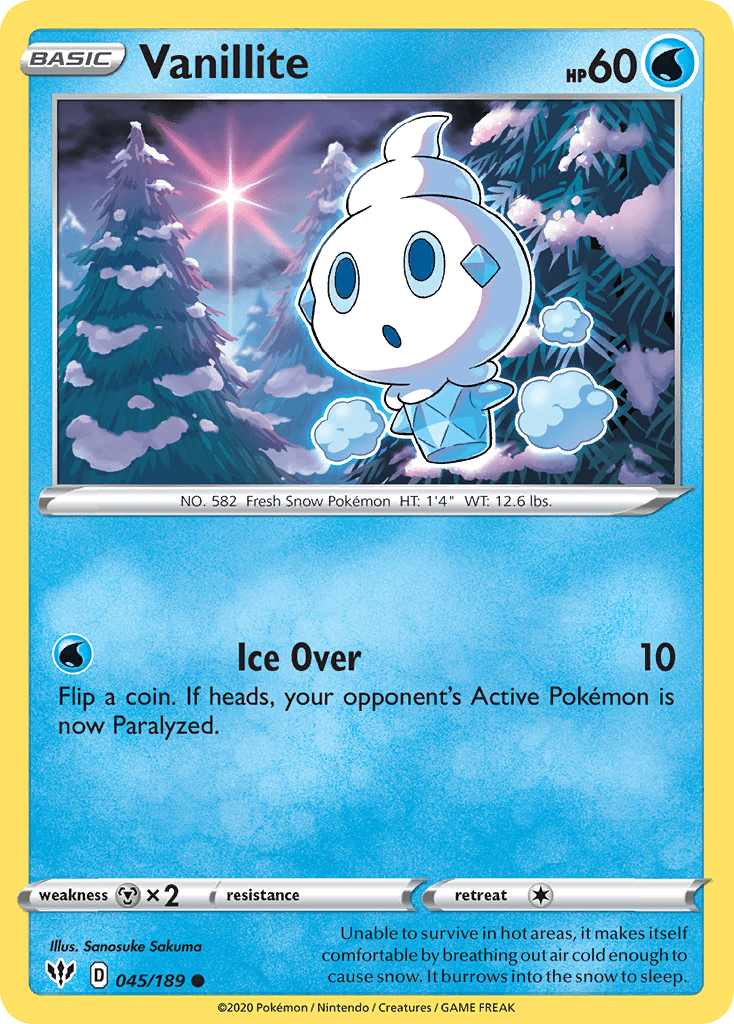 Vanillite (045/189) [Sword & Shield: Darkness Ablaze] Pokemon Single Pokémon  | Multizone: Comics And Games