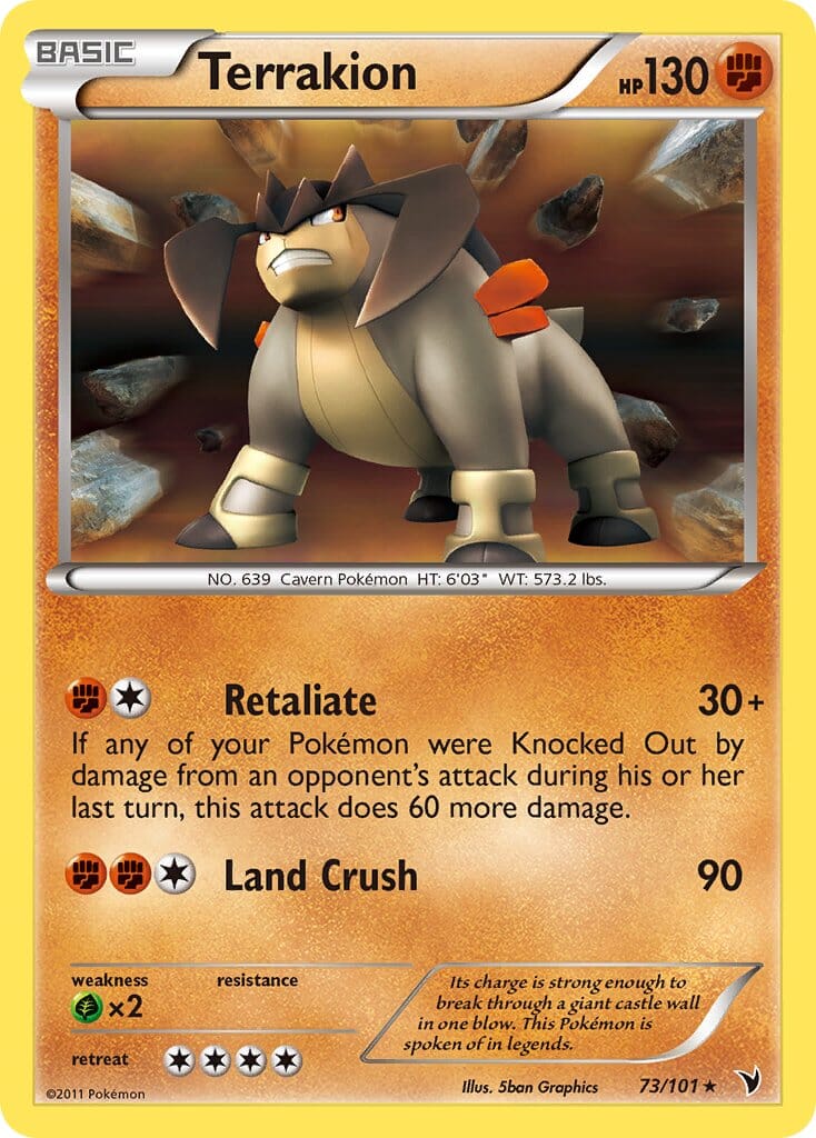 Terrakion (73/101) (Cosmos Holo) (Blister Exclusive) [Black & White: Noble Victories] Pokemon Single Pokémon  | Multizone: Comics And Games
