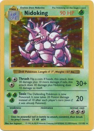 Nidoking (11/102) [Base Set Shadowless Unlimited] Pokemon Single Pokémon  | Multizone: Comics And Games