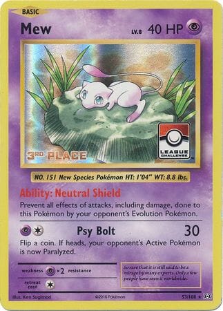 Mew (53/108) (League Promo 3rd Place) [XY: Evolutions] Pokemon Single Pokémon  | Multizone: Comics And Games